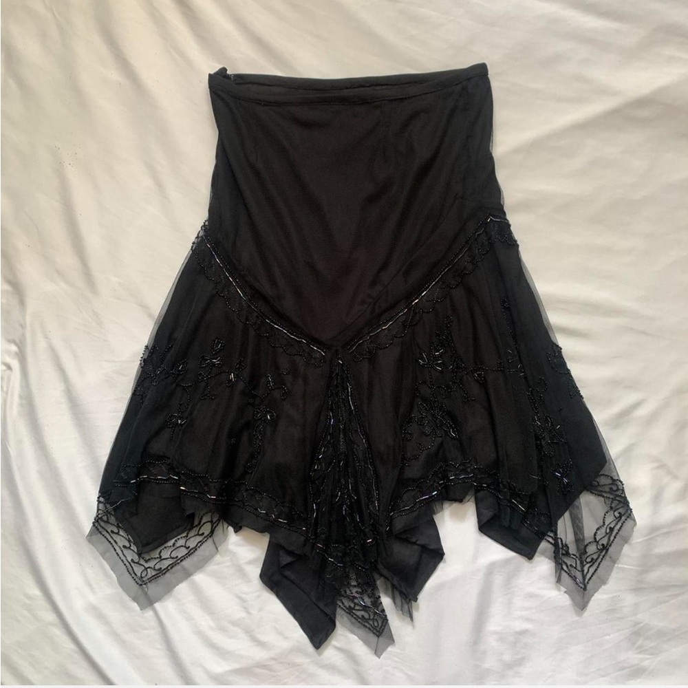 Black Beaded Midi Skirt